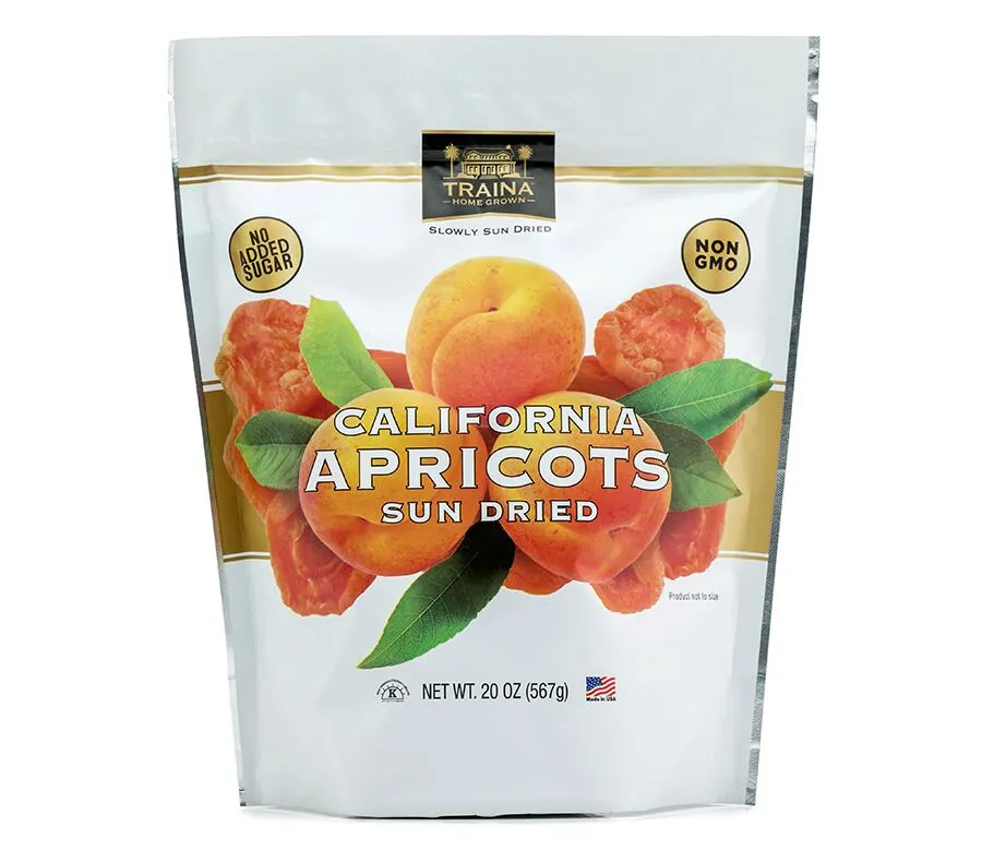 California Sun Dried Apricots, Fancy, halves in a convenient, 20 oz. resealable bag.