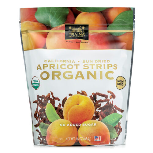 Traina Home Grown Organic California Sun Dried Apricot Strips, 16 oz