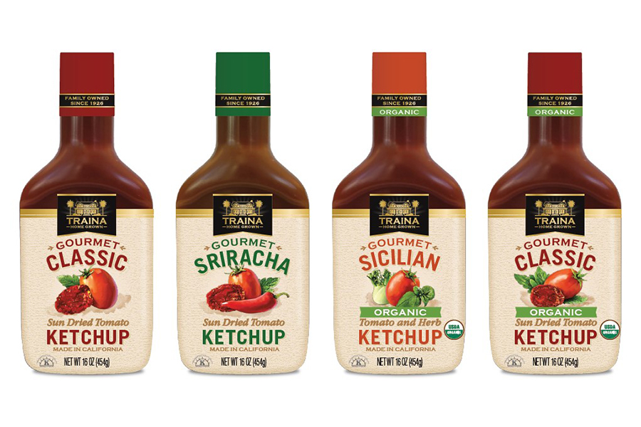 Picture of Traina Home Grown Sun Dried Tomato Ketchup in package.